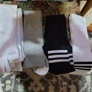 six pair elastic banded over the knee cotton socks